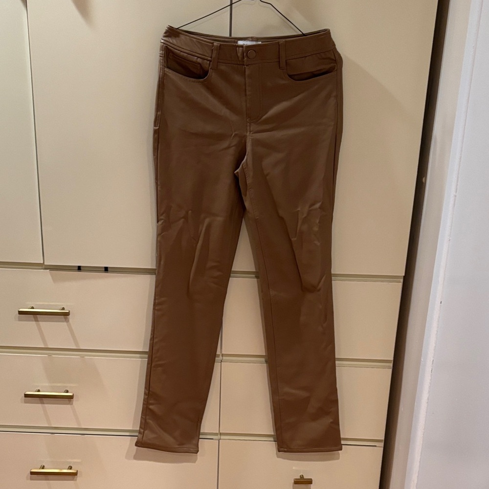 Calvin Klein Brown Faux Leather Pants
